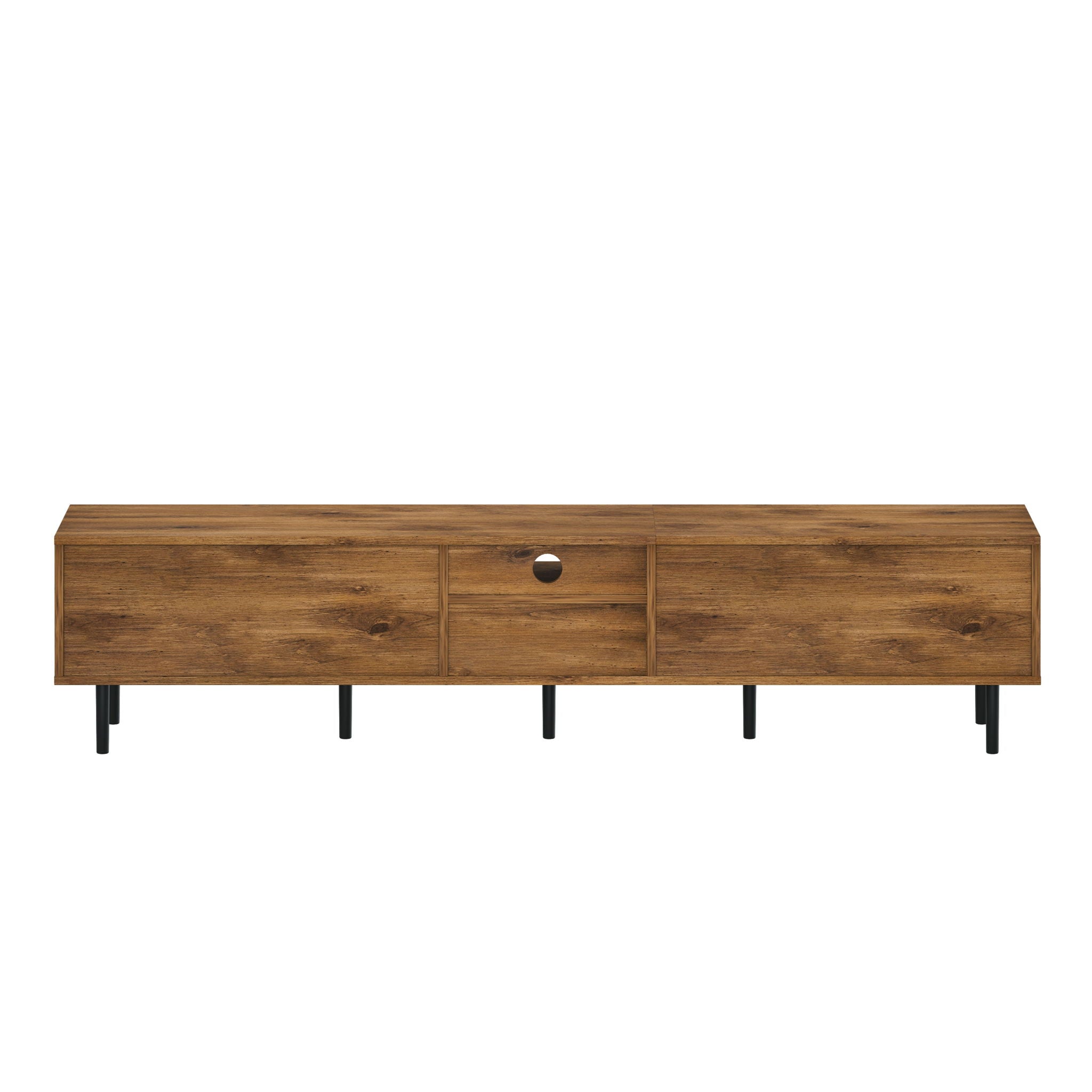 TV Stand, L Shaped Handle Entertainment Console With Storage - Natural by HouseOfZazla
