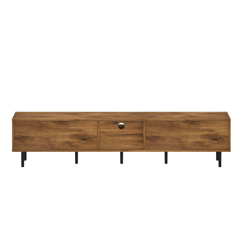 TV Stand, L Shaped Handle Entertainment Console With Storage - Natural by HouseOfZazla