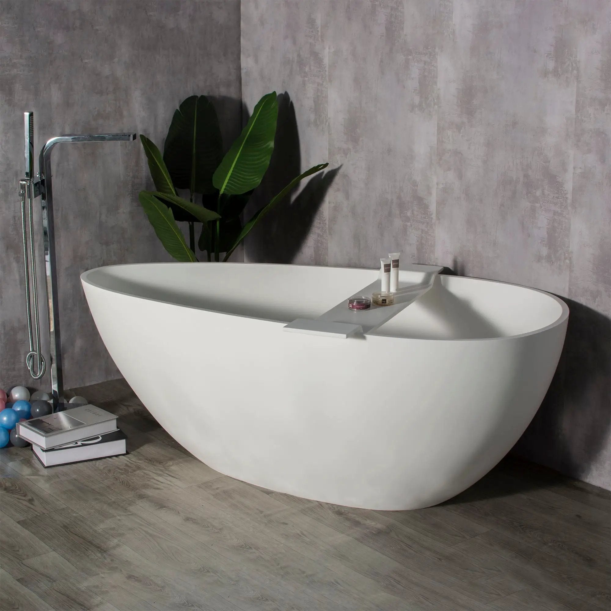 Solid Surface Stone Resin Freestanding Egg Shape Bathtub For The Bathroom - Matte White by HouseOfZazla
