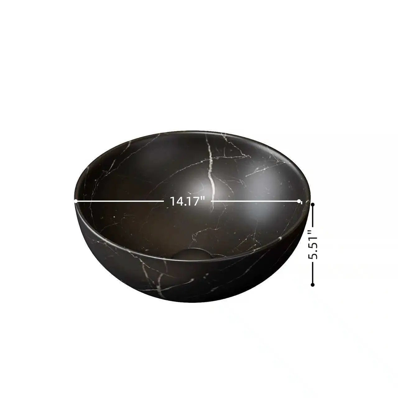 14" Bathroom Bowl Ceramic Sink with Stone Pattern - Matte Finish by HouseOfZazla