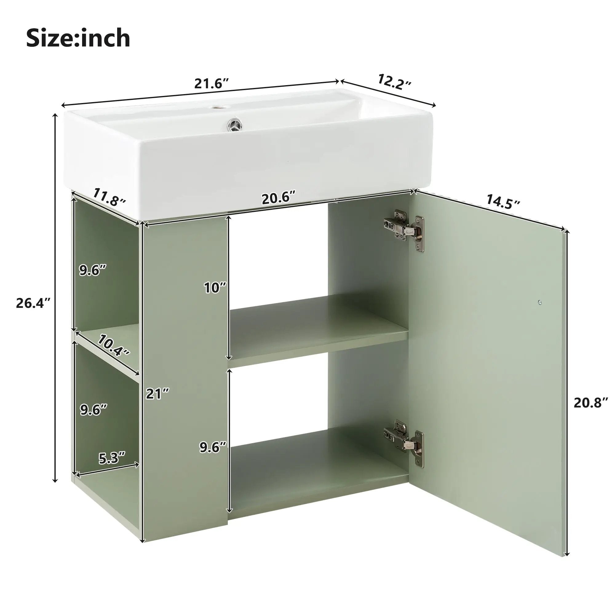 21.6 Inch Modern Floating Bathroom Vanity with Ceramic Basin by HouseOfZazla
