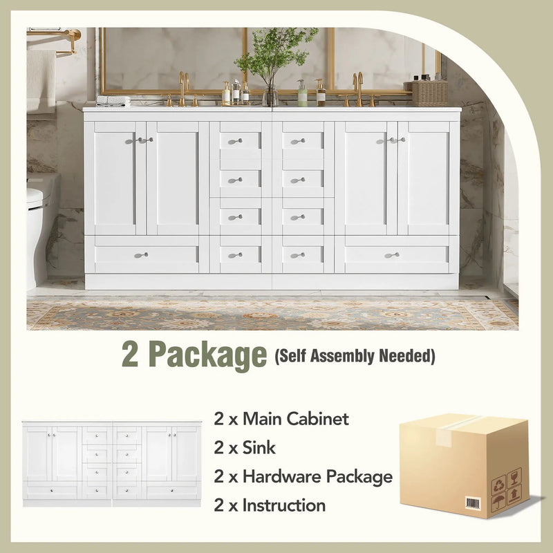 Shaker Free Standing Bathroom Vanity Cabinet & Sink, Soft Close Drawers, Soft Close Doors by HouseOfZazla