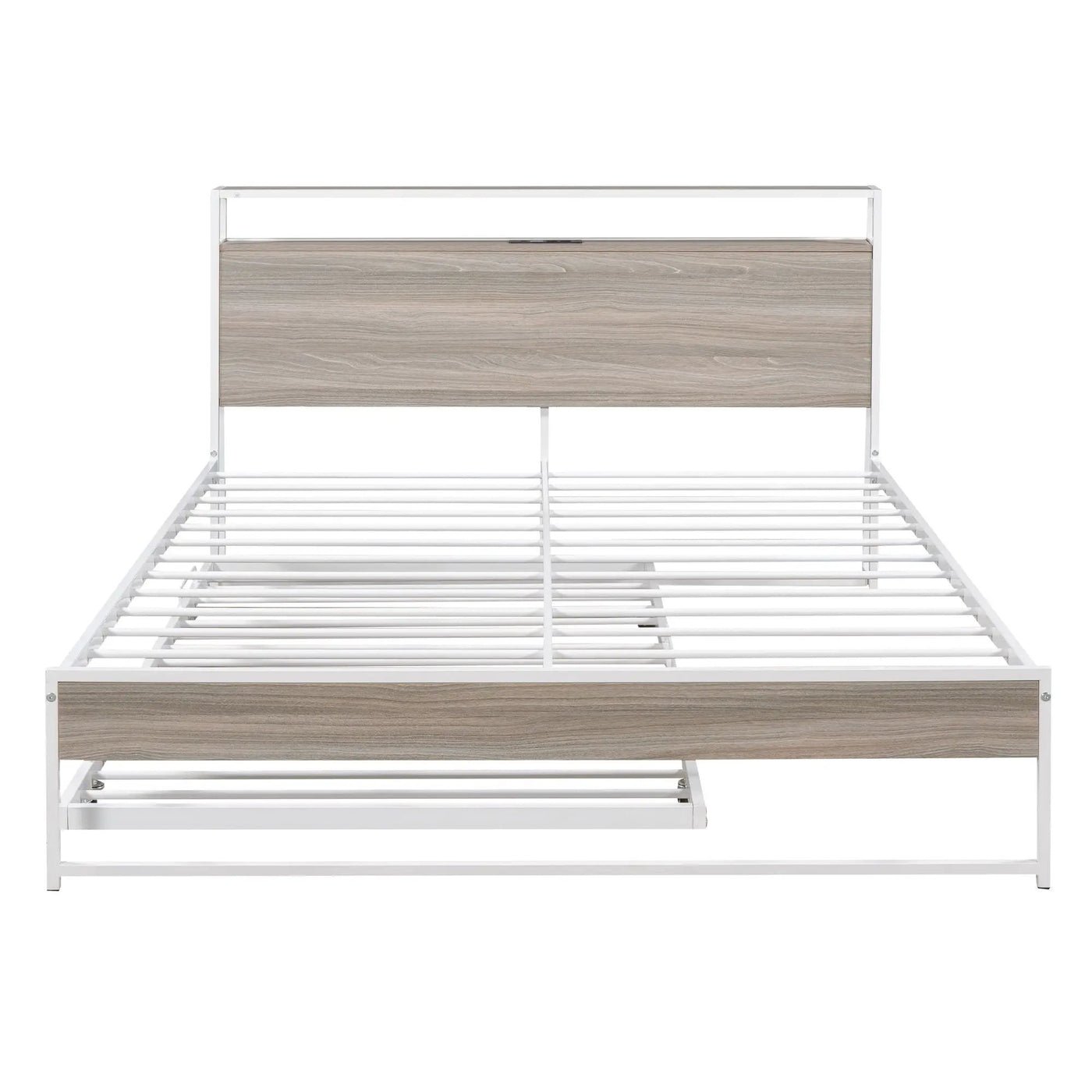 Platform Bed Frame With Trundle, USB Ports And Slat Support, No Box Spring Needed by Unique Piece Furniture