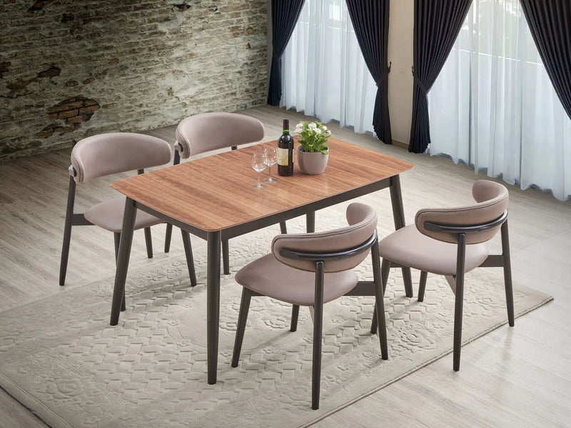 Lanae - 5 Piece Dining Room Set - Natural / Black by HouseOfZazla