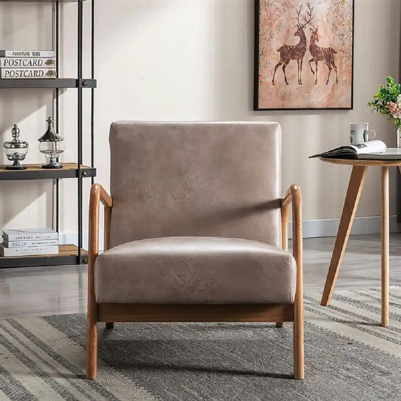 Classic Mid-Century Modern Accent Chairs, Open Framed Armchair With Cushioning by HouseOfZazla