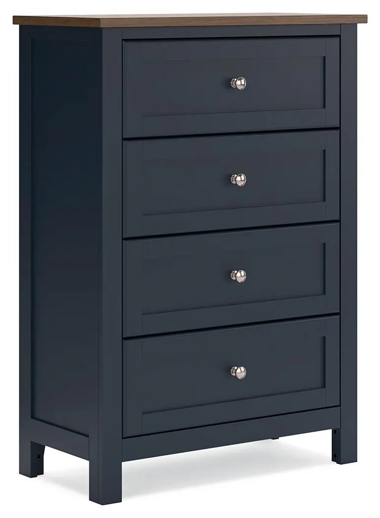 Landocken - Four Drawer Chest - Brown / Blue by Unique Piece Furniture