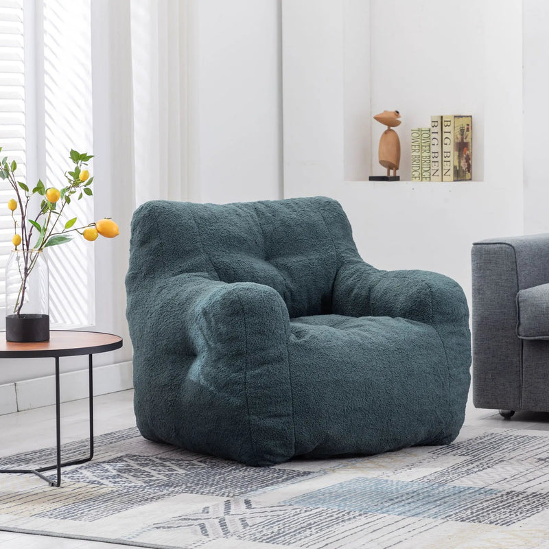 Soft Teddy Fabric Tufted Foam Bean Bag Chair With Teddy Fabric by Unique Piece Furniture