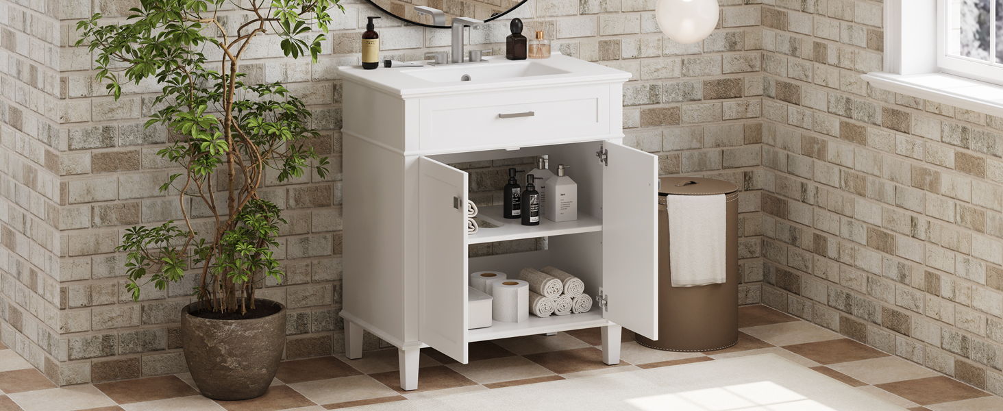 Bathroom Vanity With Ceramic Basin, Soft Close Door And Adjustable Shelves by HouseOfZazla