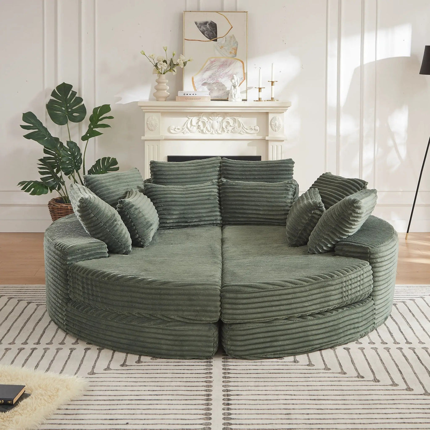 Round Oversized Sofa Bed With 5 Throw Pillows by HouseOfZazla