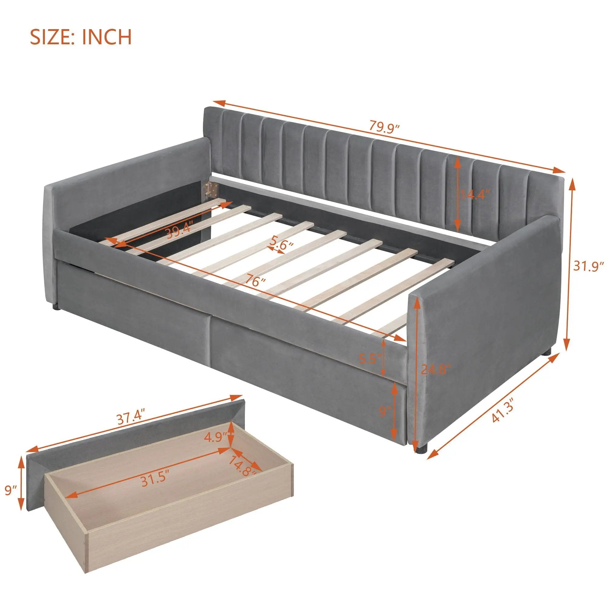 Upholstered Daybed With Slat Support by HouseOfZazla