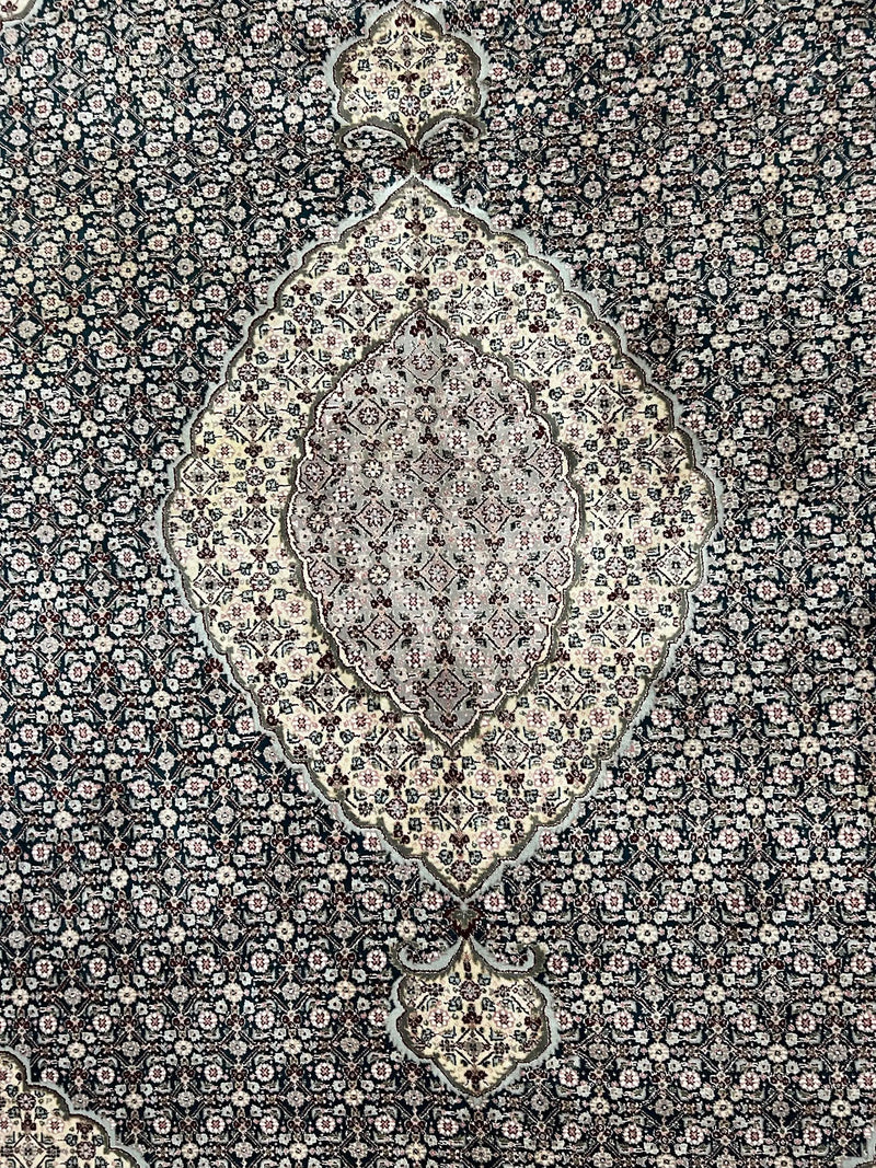 Sino Persian Rug 9x12, Dark Green and Ivory, Medallion, Mahi Herati, Elegant Oriental Carpet, Wool Hand Knotted Traditional Room Sized Rug by Jewel Rugs