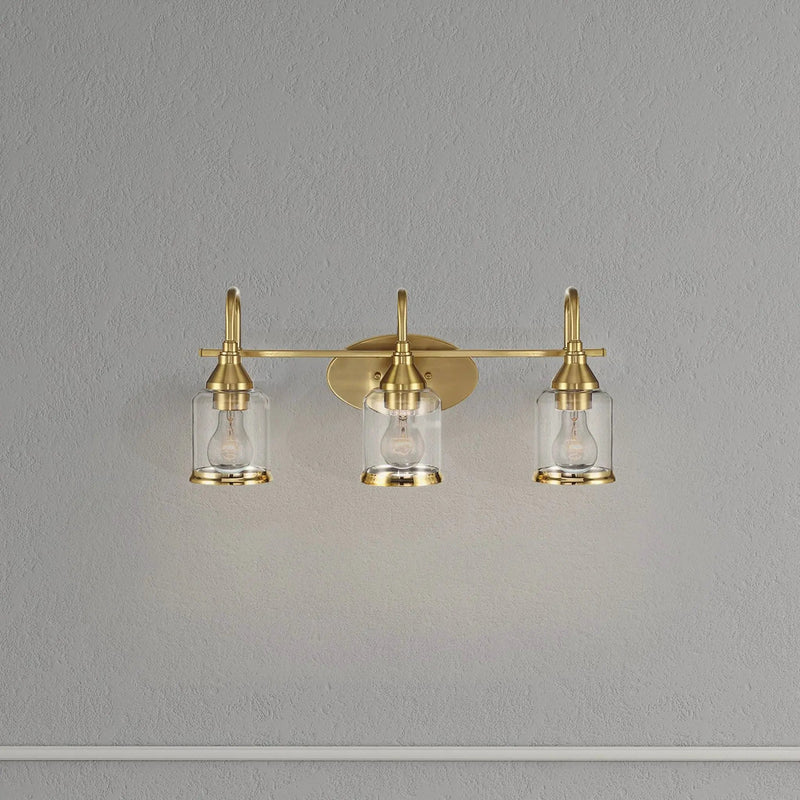 3 Lights Brush Vanity Light - Clear / Gold by Unique Piece Furniture