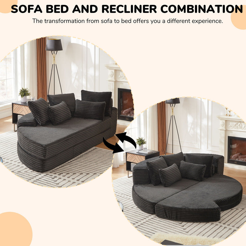Semi Circular 2 In 1 Sofa Bed With Neck Pillow And Throw Pillows by HouseOfZazla