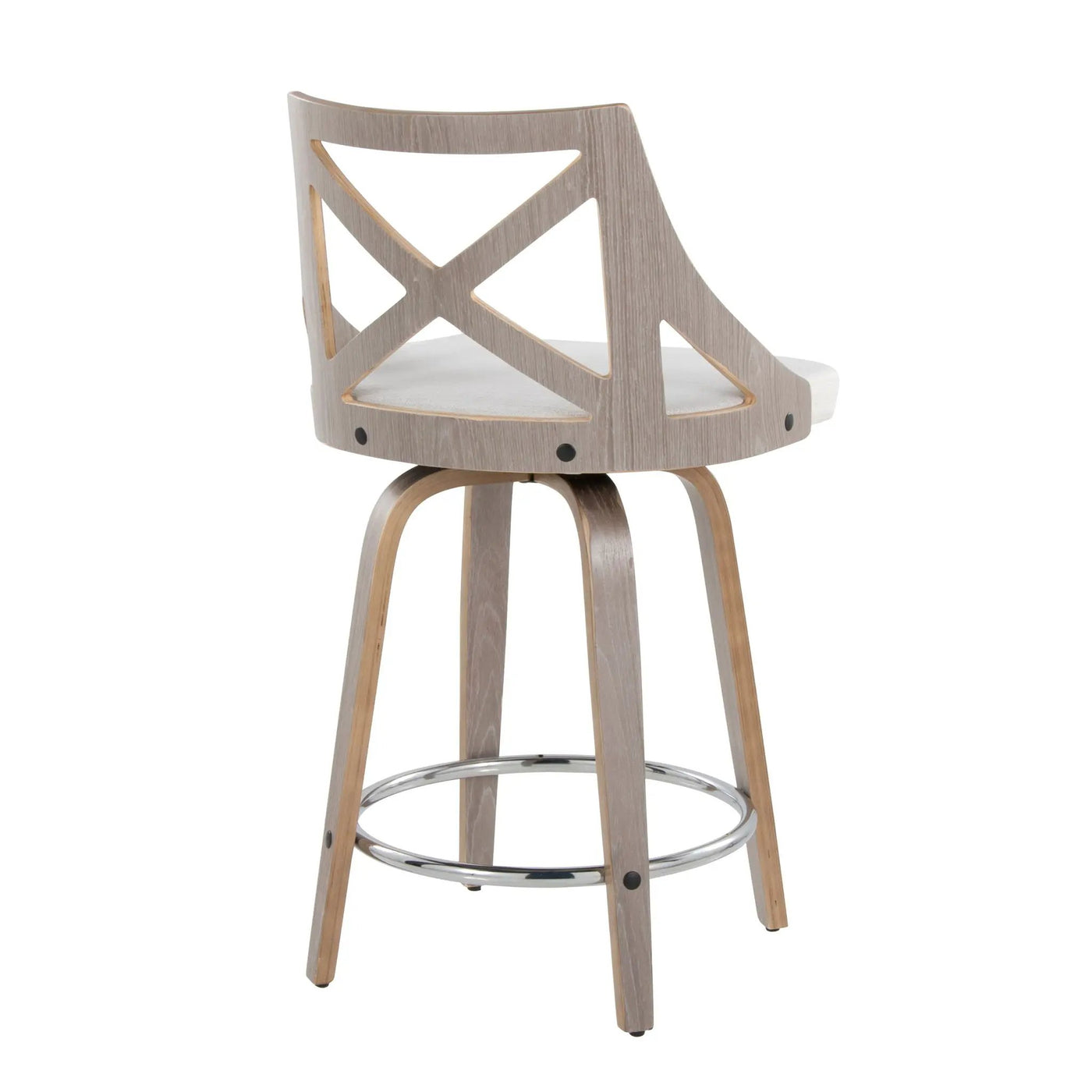 Charlotte - Farmhouse Fixed Height Counter Stool & Swivel With Round Footrest (Set of 2) by HouseOfZazla