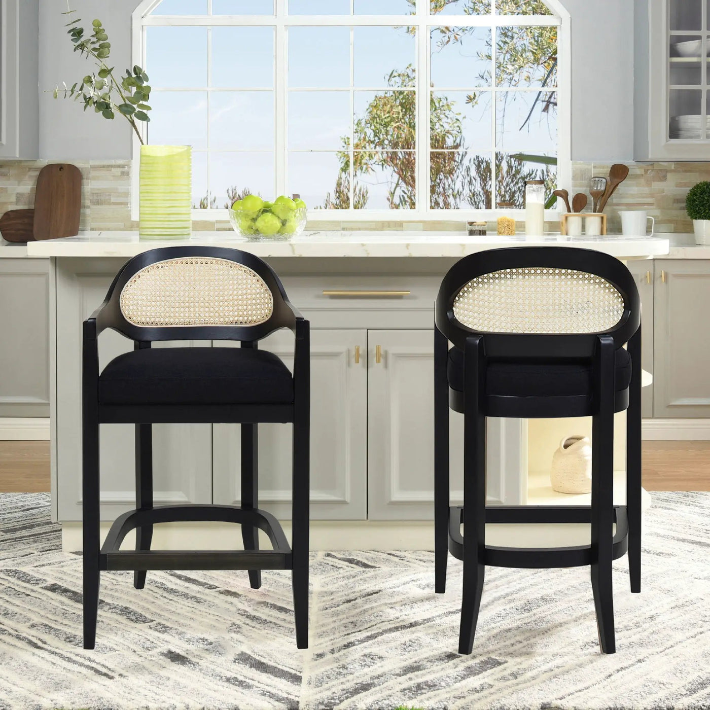 Americana - Mid-Century Modern Cane Back Counter Stool by HouseOfZazla