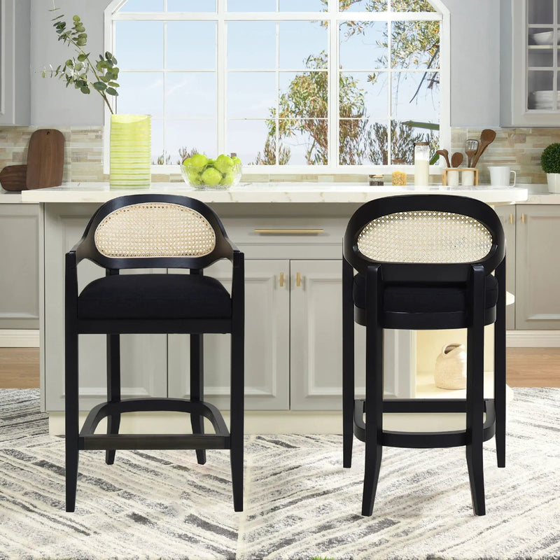 Americana - Mid-Century Modern Cane Back Counter Stool by Unique Piece Furniture