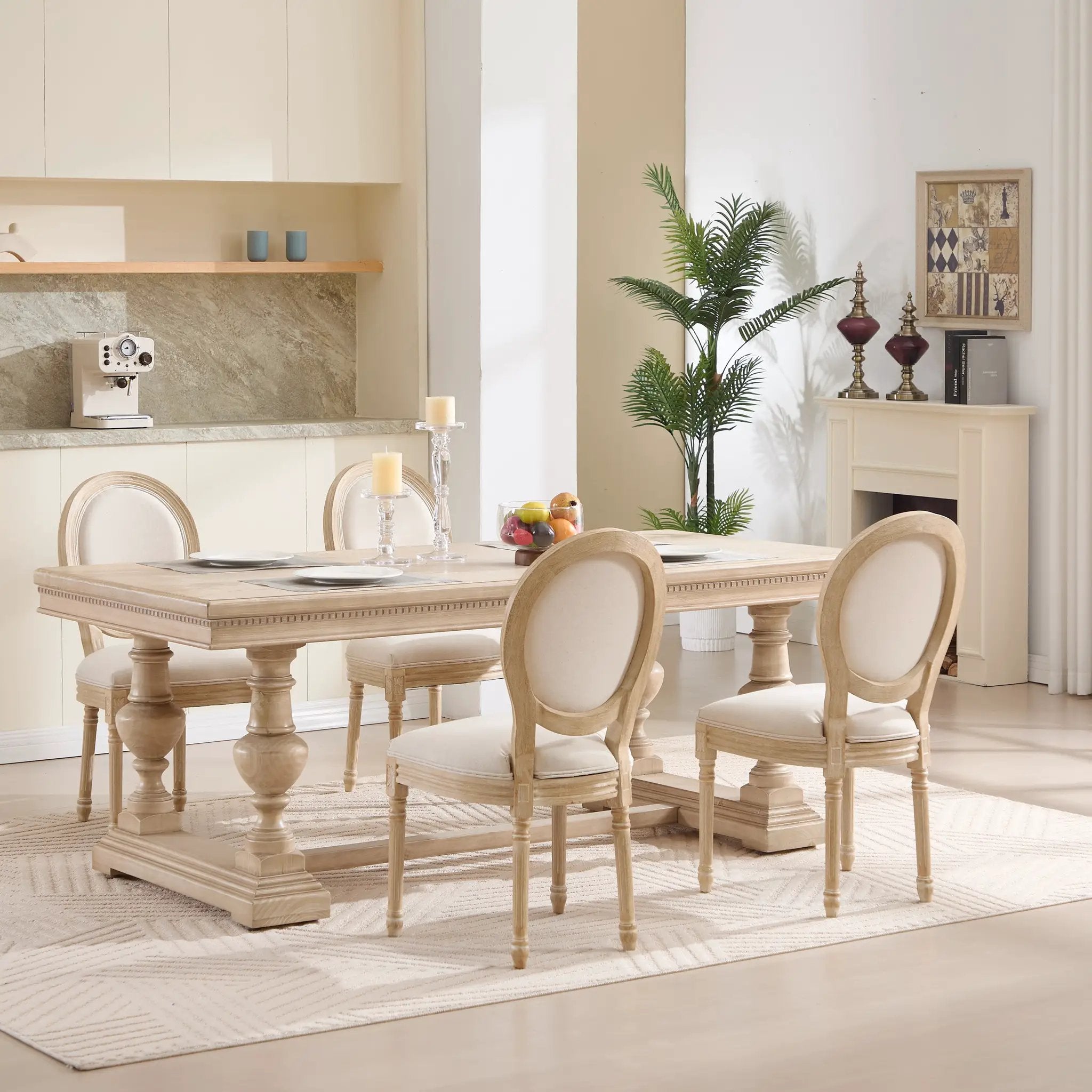 French Country Dining Chairs Set of 2 with Upholstered Round Back by HouseOfZazla