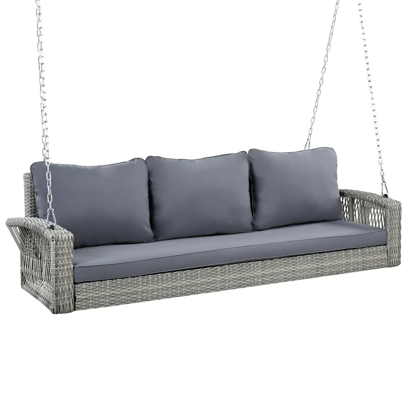 3 Person Large Patio Swing Bench With Cushions For Backyard by HouseOfZazla