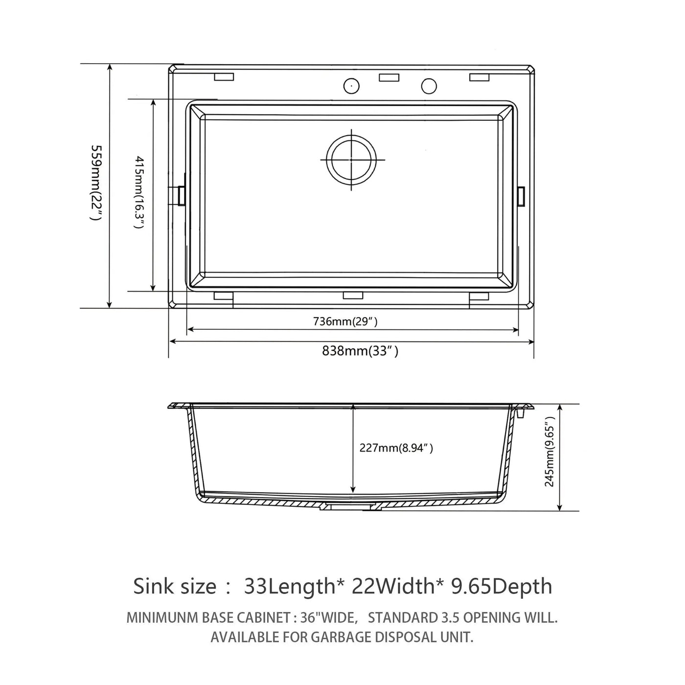 Quartz Kitchen Sink, Granite Composite, Drop In Sink With Durable Design by HouseOfZazla