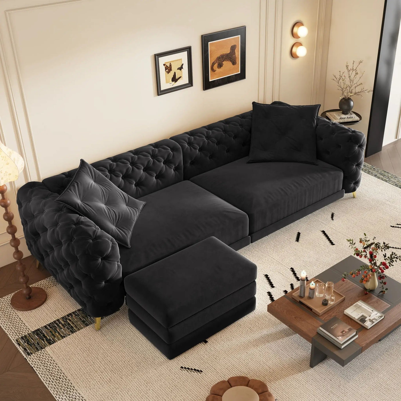 3 In 1 Convertible Sleeper, Deep Seat Pull Out Sofa Bed, Button Tufted by HouseOfZazla