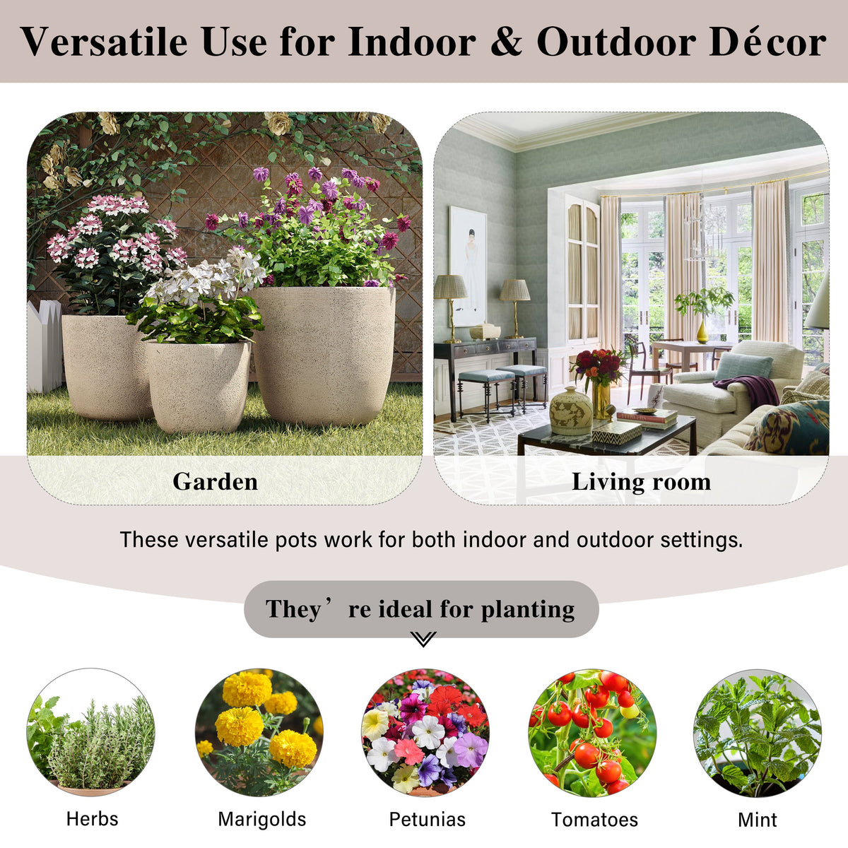 U_Style Lightweight MGO Flower Pot Set of 3, photo 9 of 10