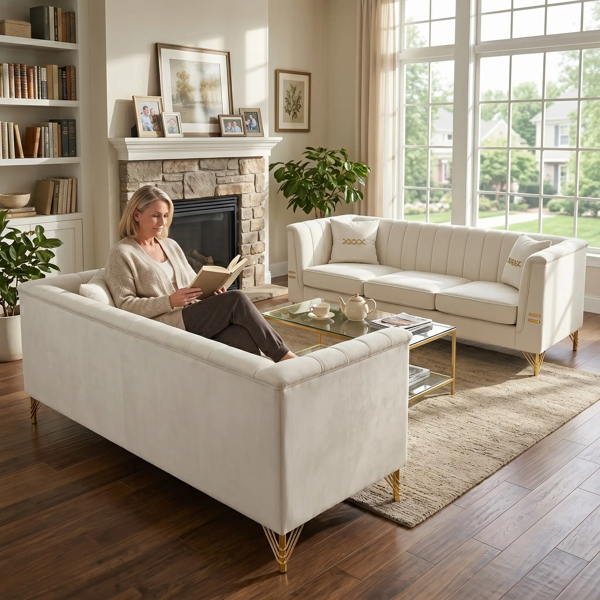 Modern Velvet Upholstered Sofa Set of 2 by HouseOfZazla