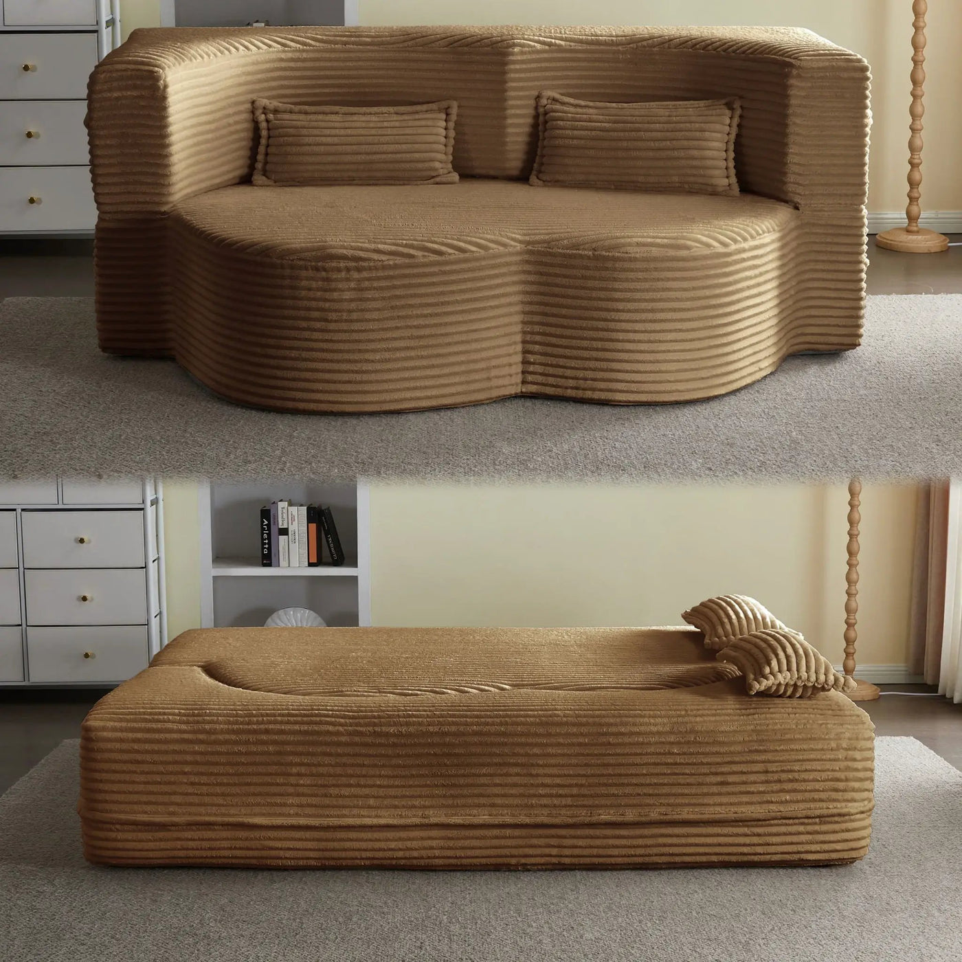 Floor Convertible Sleeper Sofa Bed With 2 Pillows by HouseOfZazla