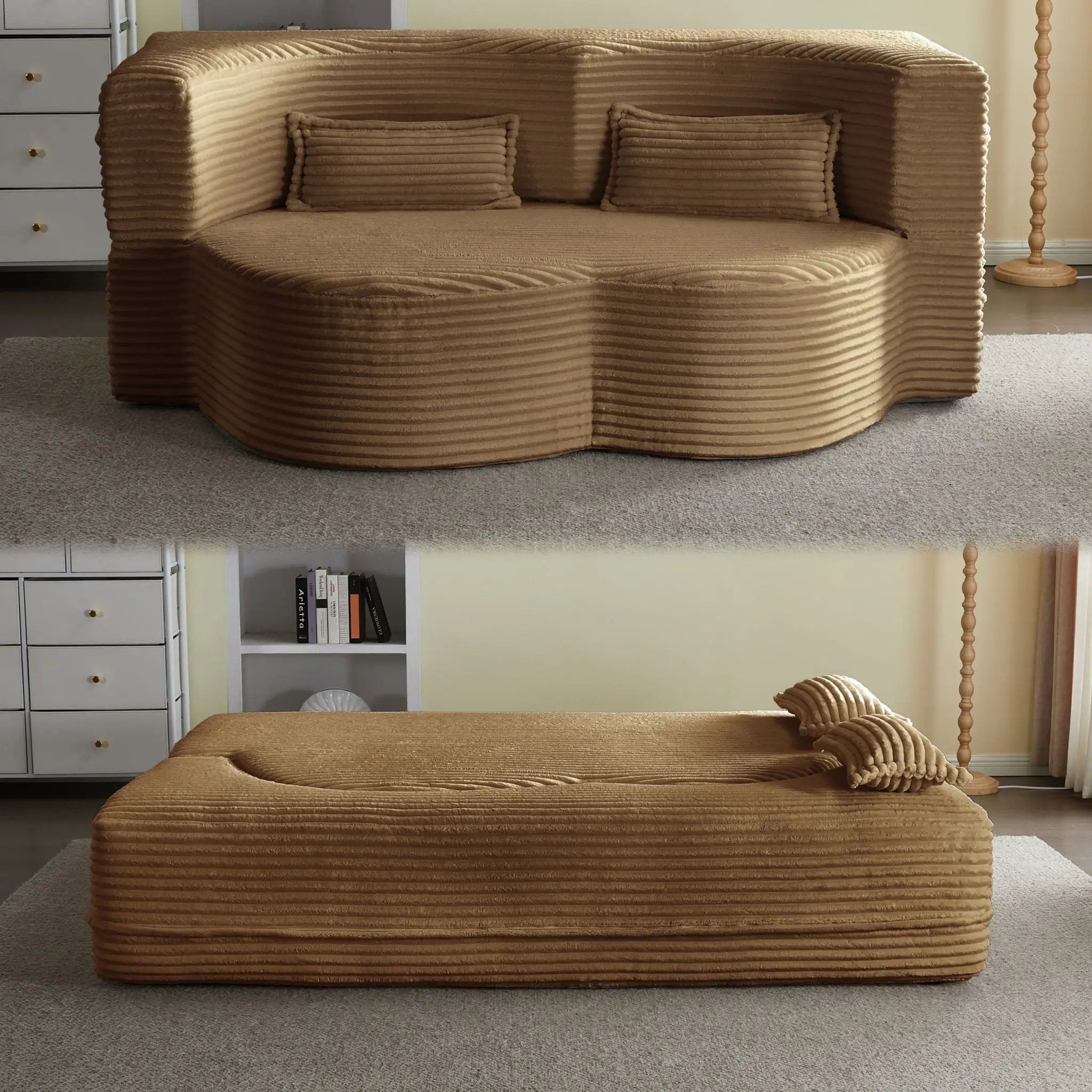 Floor Convertible Sleeper Sofa Bed With 2 Pillows by HouseOfZazla