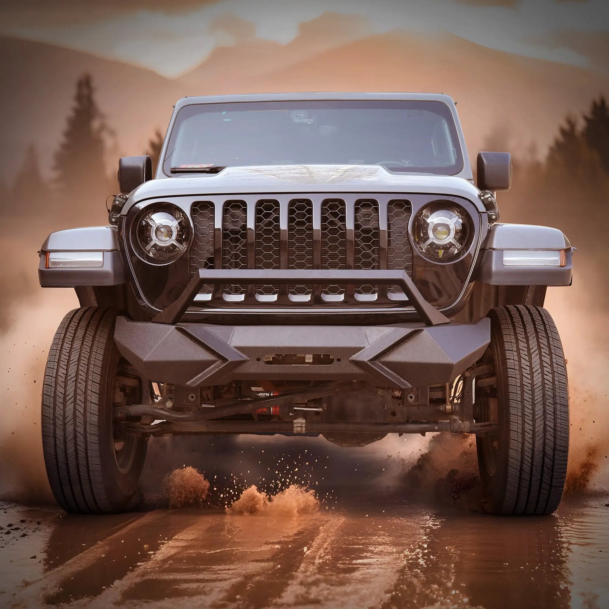 X Style Front Bumper with Winch Plate Compatible with Wrangler JK (2007-2017) by HouseOfZazla