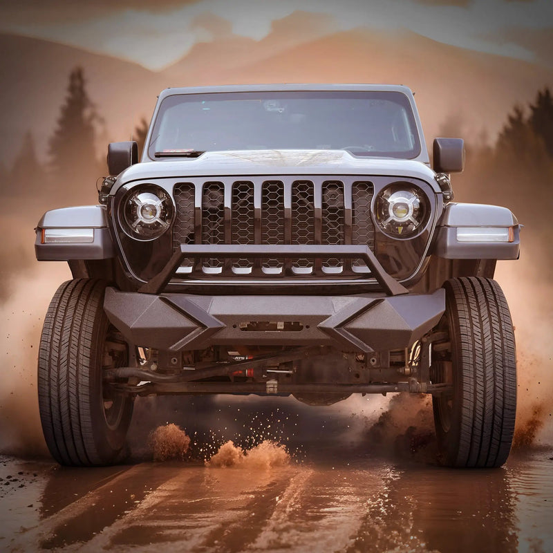 X Style Front Bumper with Winch Plate Compatible with Wrangler JK (2007-2017) by HouseOfZazla