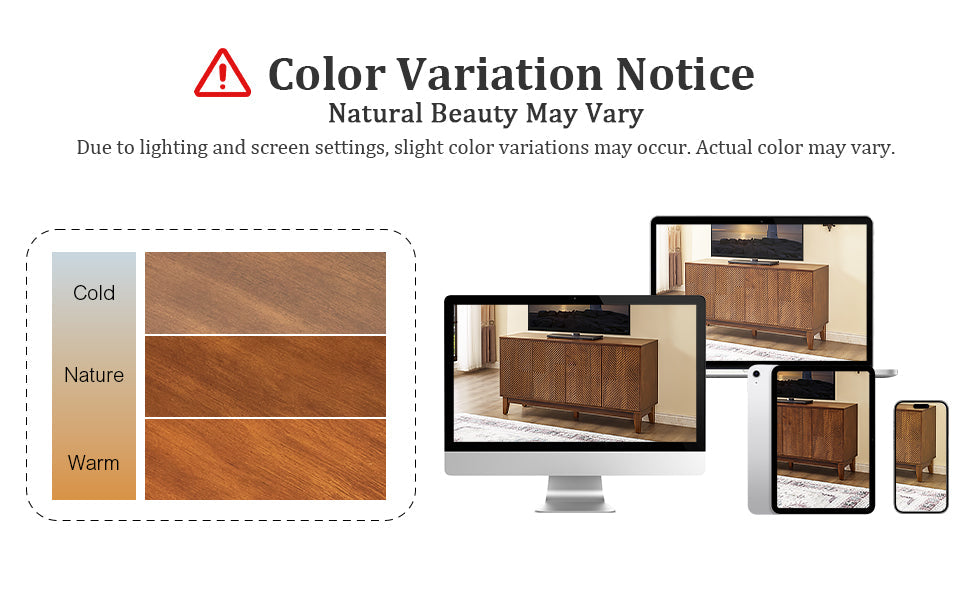 56" Mid Century Modern TV Stand, Wood Storage Cabinet with Carved Geometric Doors, 4 Door Media Console, Sideboard Buffet Cabinet for Living Room, Dining Room, Entryway, photo 3 of 10