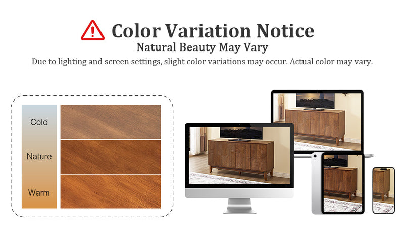 56" Mid Century Modern TV Stand, Wood Storage Cabinet with Carved Geometric Doors, 4 Door Media Console, Sideboard Buffet Cabinet for Living Room, Dining Room, Entryway, photo 3 of 10