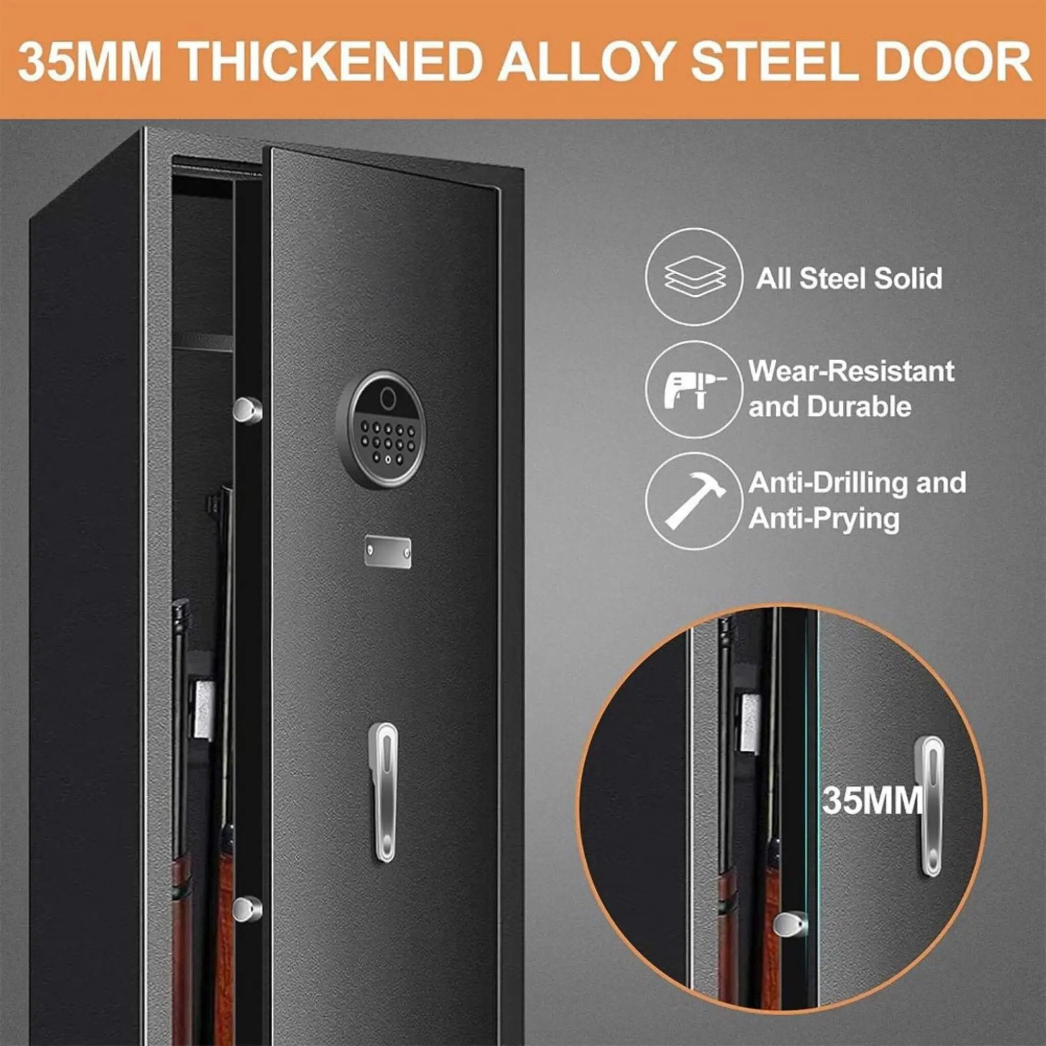Heavy-Duty 57-Inch Anti-Theft Fireproof Biometric Gun Rifle Pistol Safe For Home, 11-12 Guns (SAK53816) by SAKSBY WHOLESALE