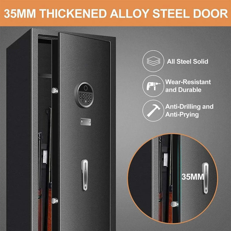 Heavy-Duty 57-Inch Anti-Theft Fireproof Biometric Gun Rifle Pistol Safe For Home, 11-12 Guns (SAK53816) by SAKSBY WHOLESALE