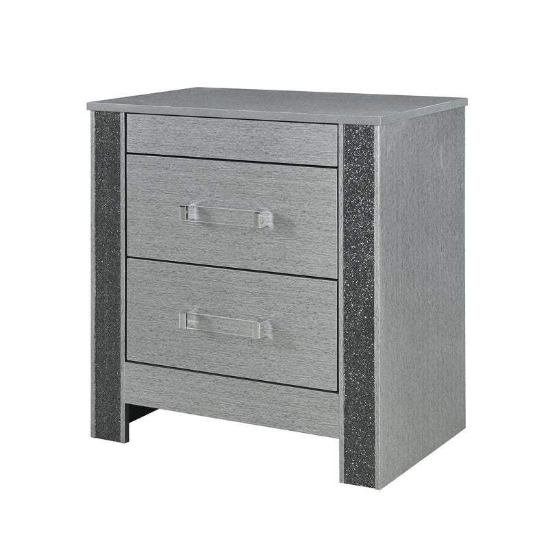Lorenzo Nightstand with Hidden Compartment and Acrylic Handles – Silver, photo 4 of 7
