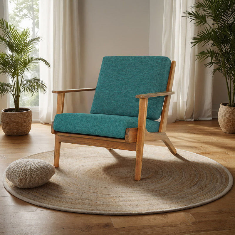Modern Genuine Lounge Chair with Mid-Century Design - Light Blue, photo 2 of 8