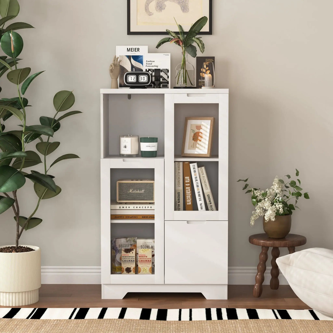 Modern Cabinet With Glass Doors And Drawer by HouseOfZazla