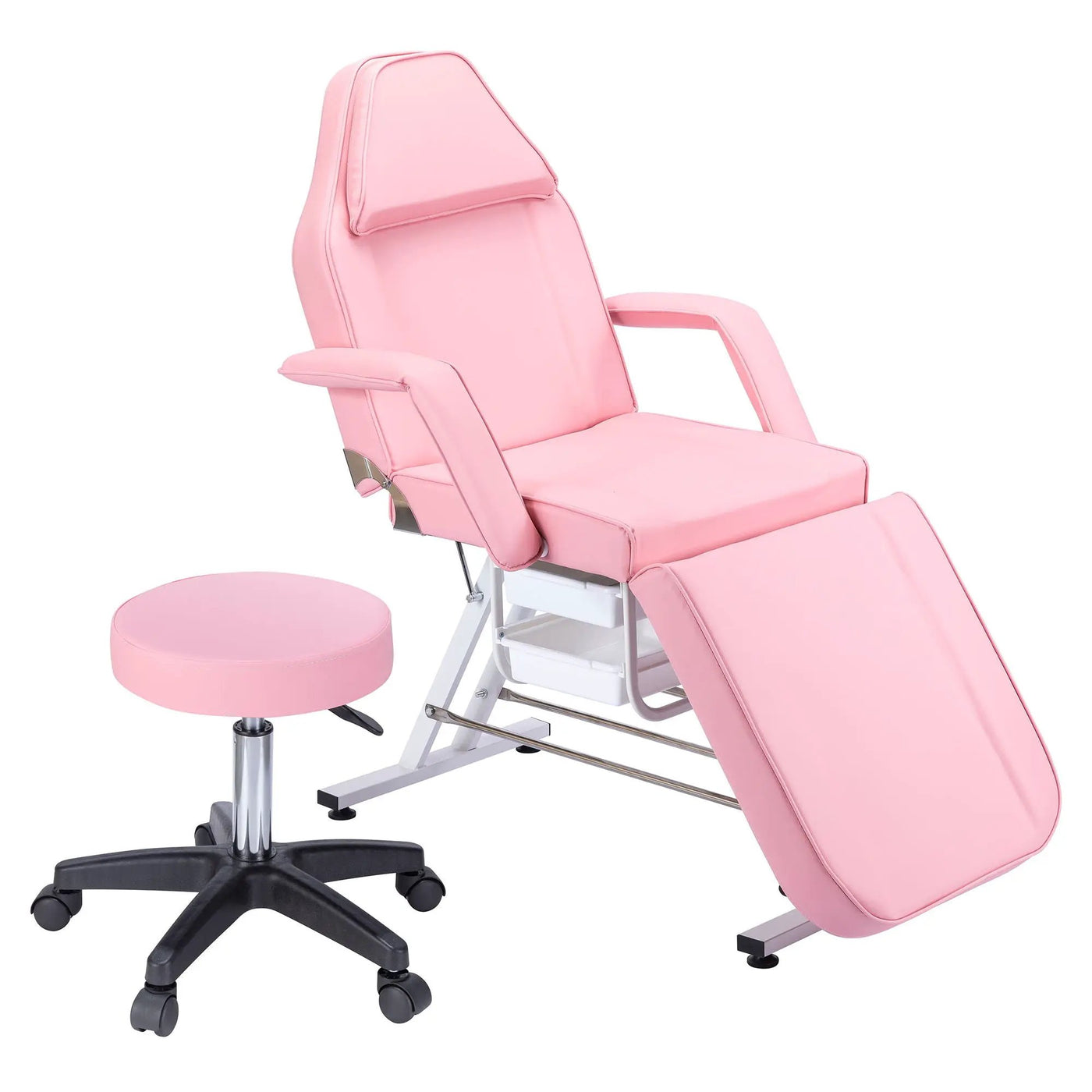 72.8" Massage Salon Tattoo Chair With Two Trays Esthetician Bed With Hydraulic Stool, Multi-Purpose 3-Section Facial Bed Table, Adjustable Beauty Barber Spa Beauty Equipment by HouseOfZazla