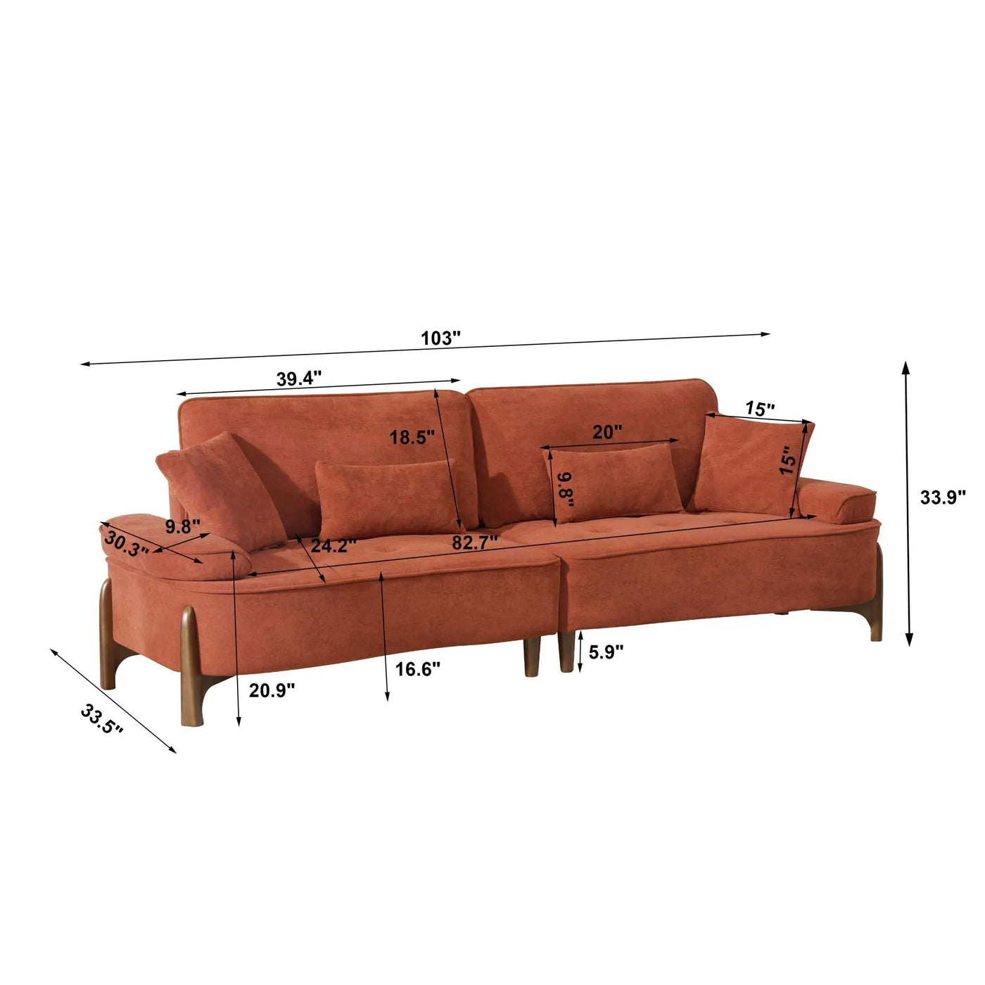 Comfortable Deep Seated Sofa With Pillows by HouseOfZazla
