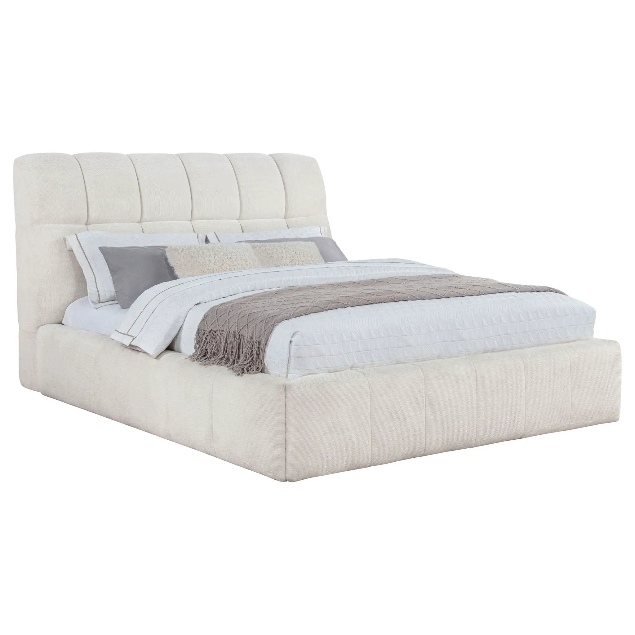 Nollet 48-inch Upholstered Queen Panel Platform Bed Cream by Unique Piece Furniture