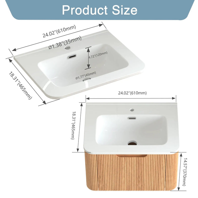 24" Wall-Mounted Floating Bathroom Vanity by HouseOfZazla
