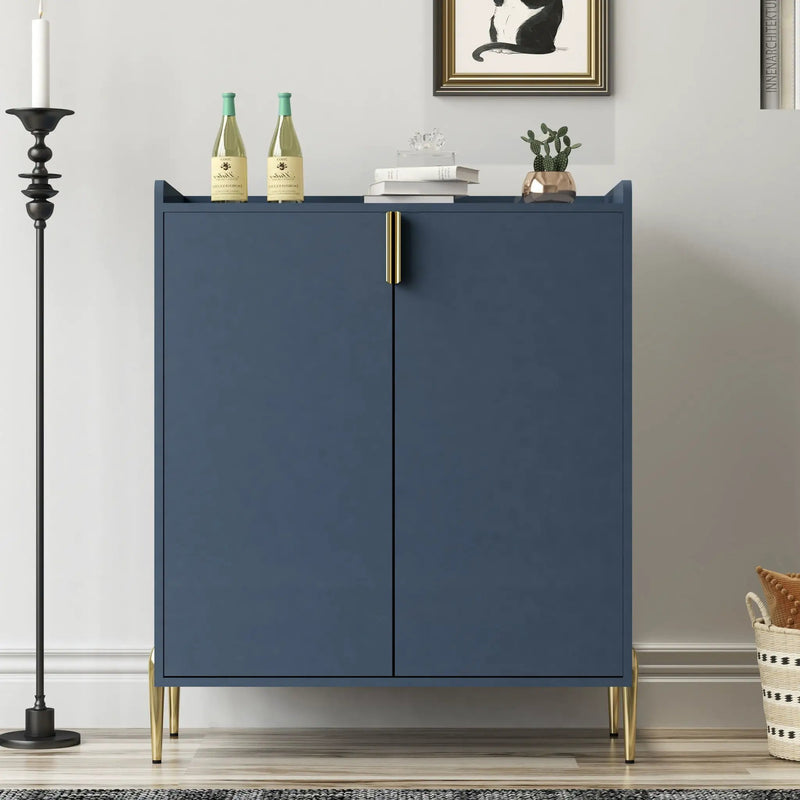 Wine Bar Cabinet With Adjustable Shelf, 2 Door Sideboard With Soft-Closing Hinges And Feet by HouseOfZazla