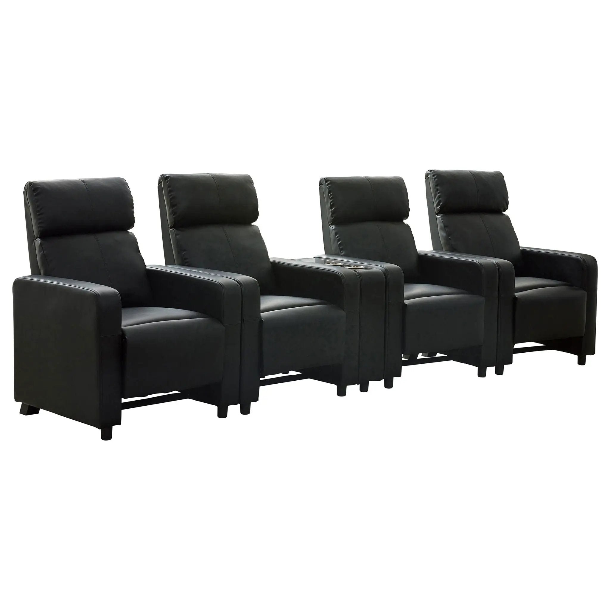 Toohey Upholstered Tufted Recliner Living Room Set Black by Unique Piece Furniture