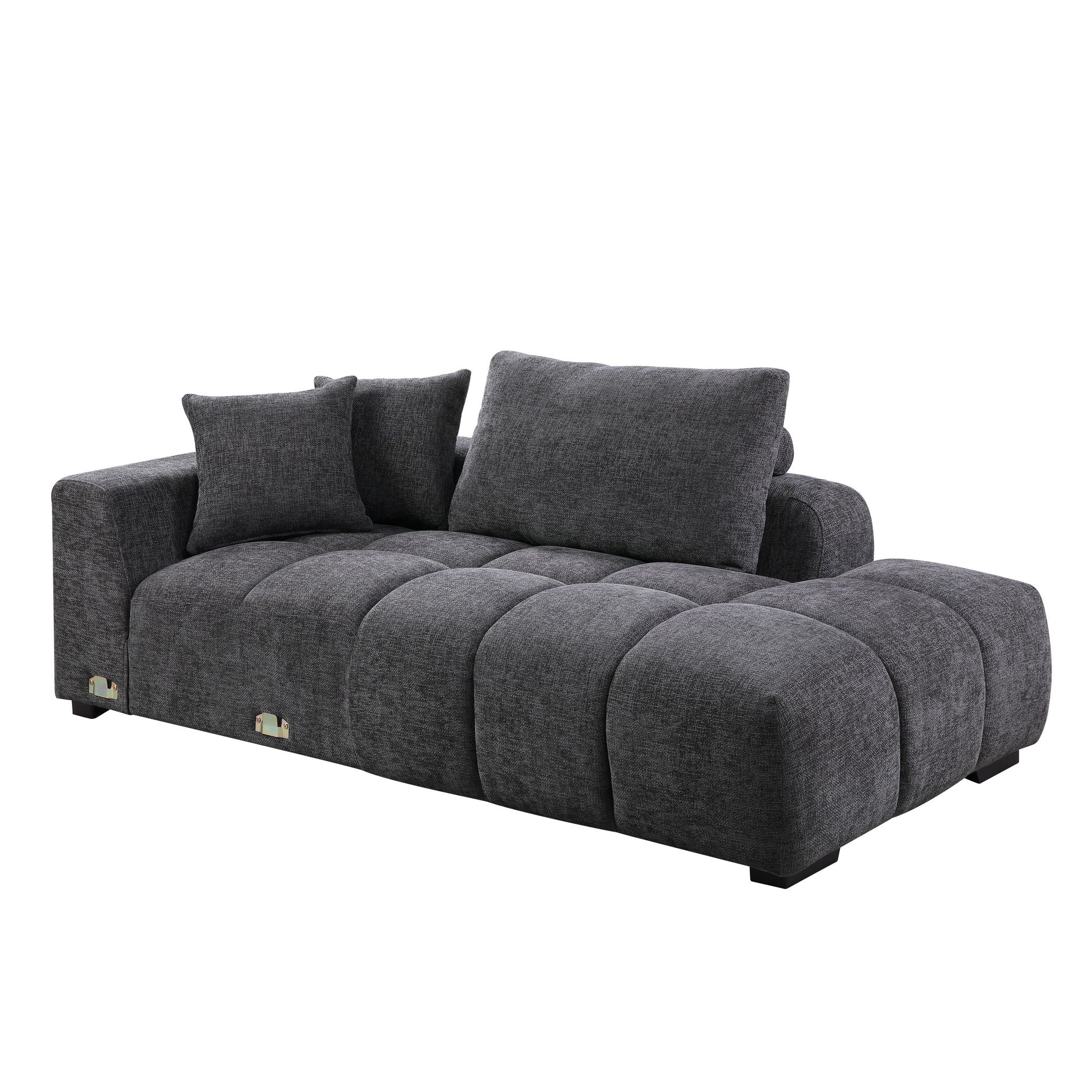 Chosen - Sectional Sofa With Toss Pillows With 2 Chaises With Ottoman - Gray by HouseOfZazla