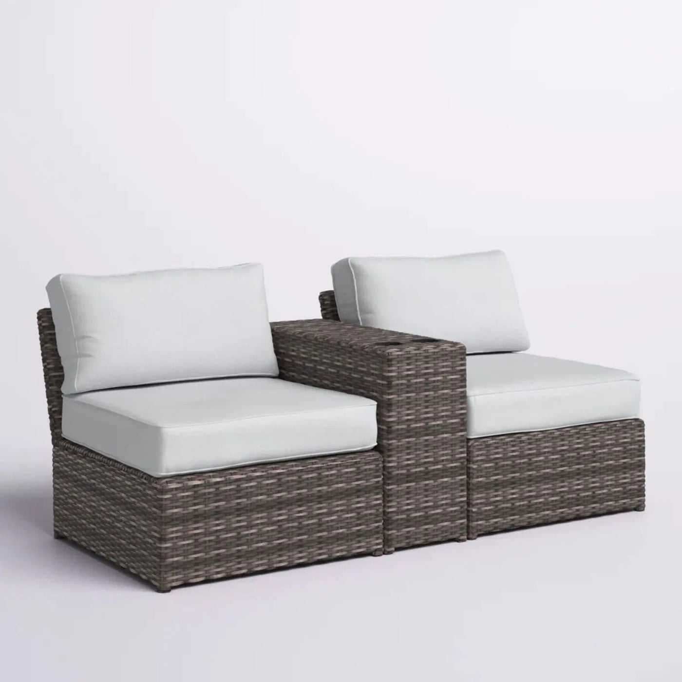 2 Person Wicker Conversation Set With Cushions, Weather Resistant by HouseOfZazla
