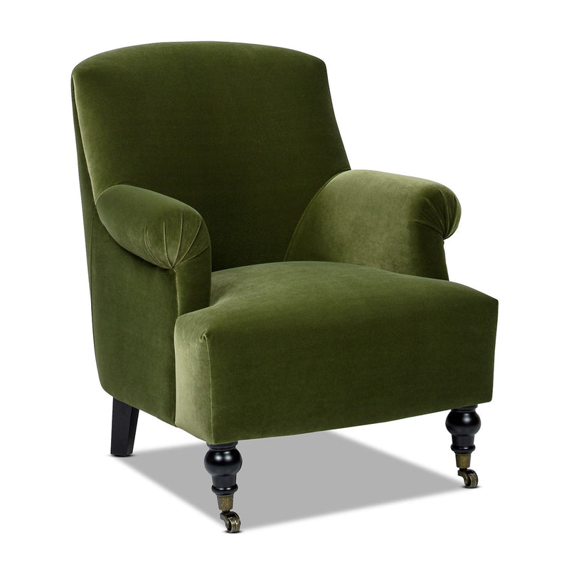 Pleated Sock Arm Accent Armchair with Supportive Seating - Green