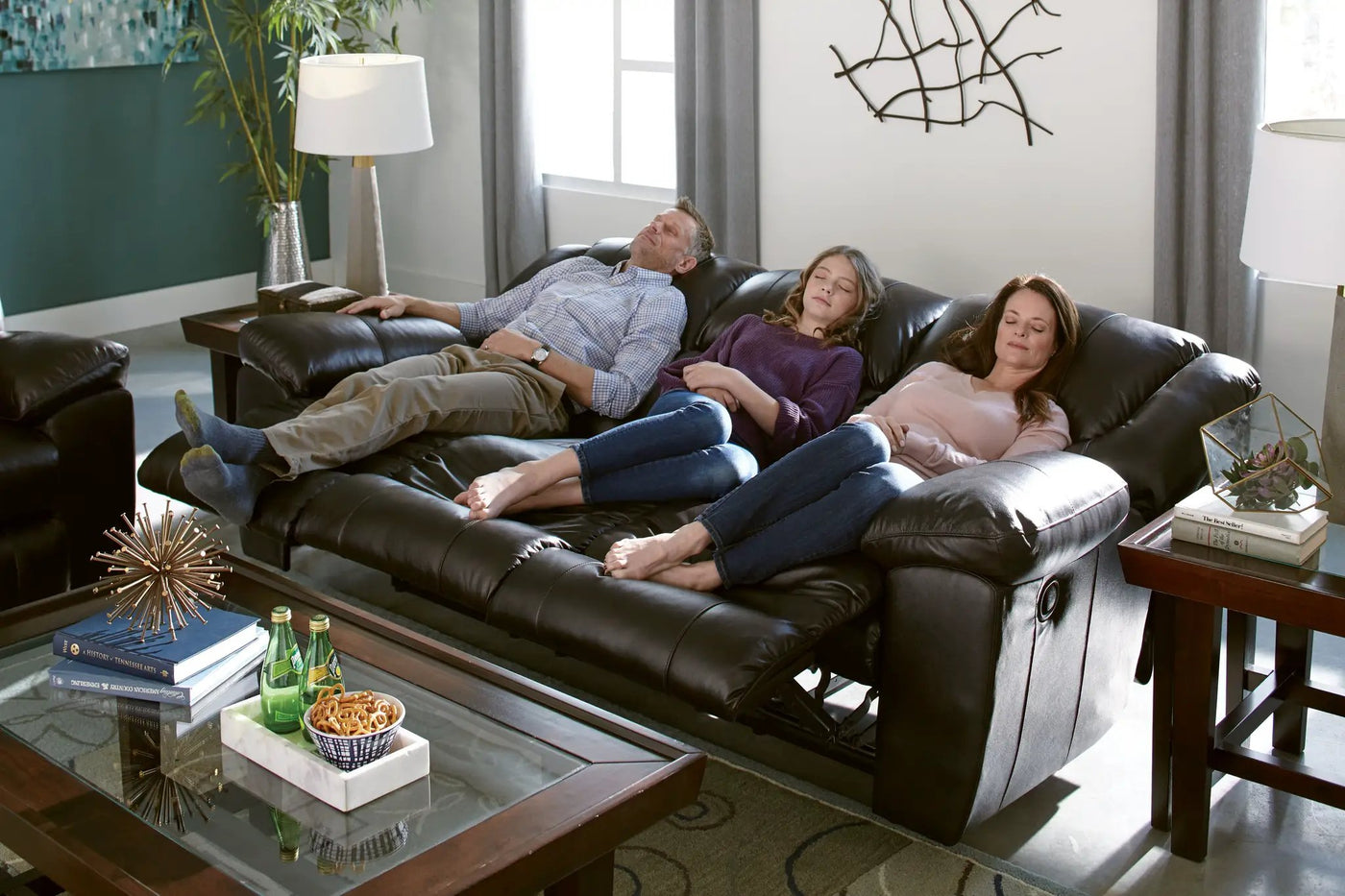 Transformer II - Ultimate Sofa With 3 Recliners & Drop Down Table by Unique Piece Furniture