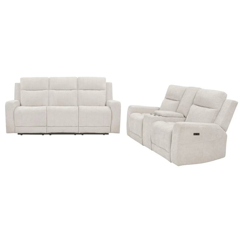 Kennett 2-piece Chenille Power Reclining Sofa Set Ivory by Unique Piece Furniture