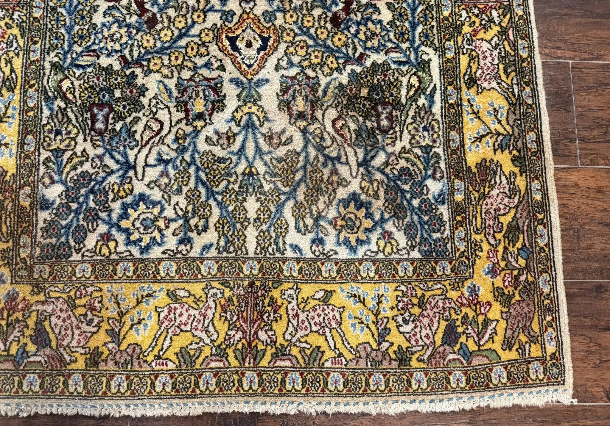 Persian Qum Tree of Life Rug 3.5 x 5.5, Animal Pictorials, Kork Wool with Silk Highlights by Jewel Rugs