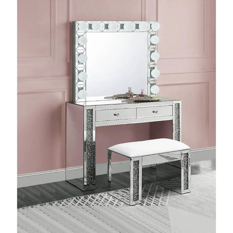 Noralie - 28" X 32" Accent Mirror - Mirrored & Faux Diamonds by Unique Piece Furniture